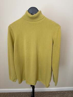 Talbots Woman Turtleneck Sweater Size XL Yellow Cotton Blend